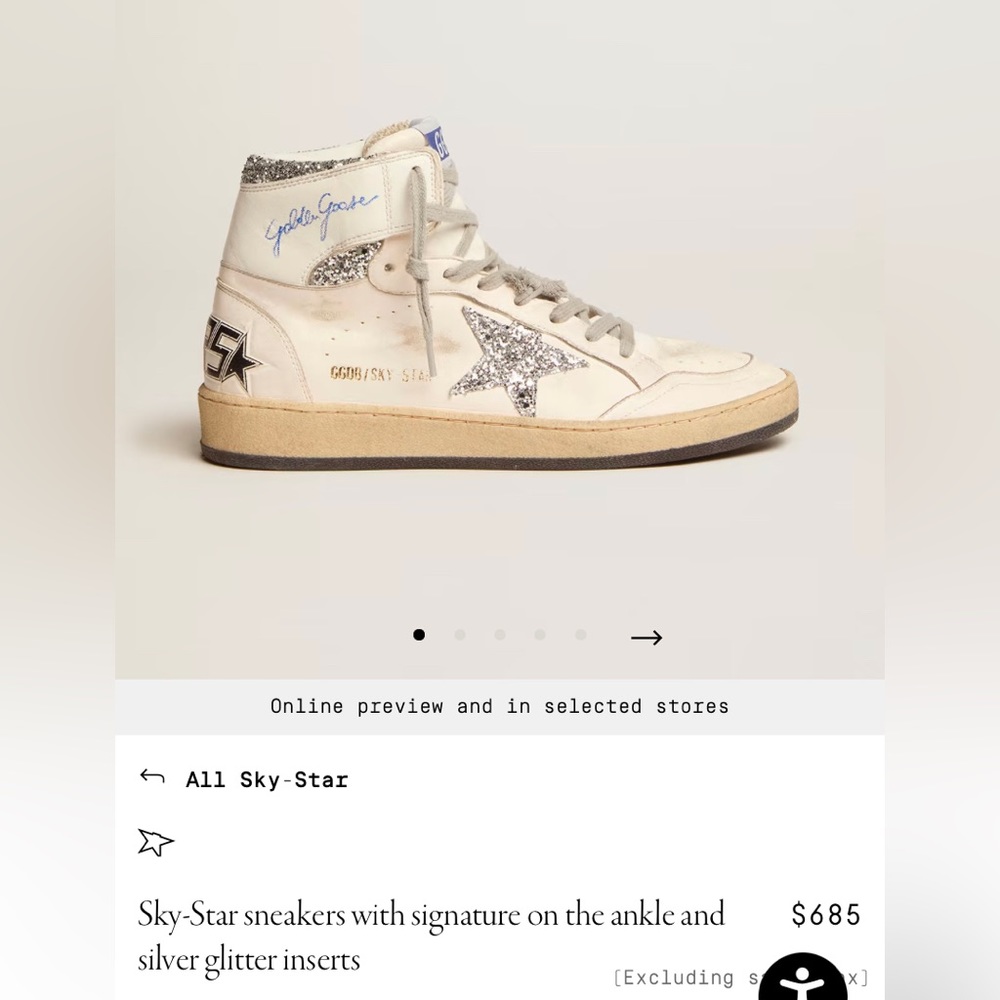 ISO GGDB Sky-Star sneakers (signature on ankle, silver glitter inserts)